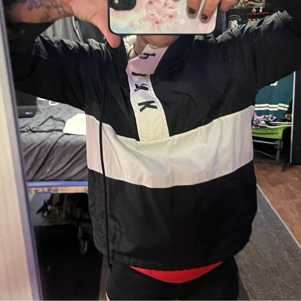 PINK Victoria's Secret Black and White Windbreaker Jacket